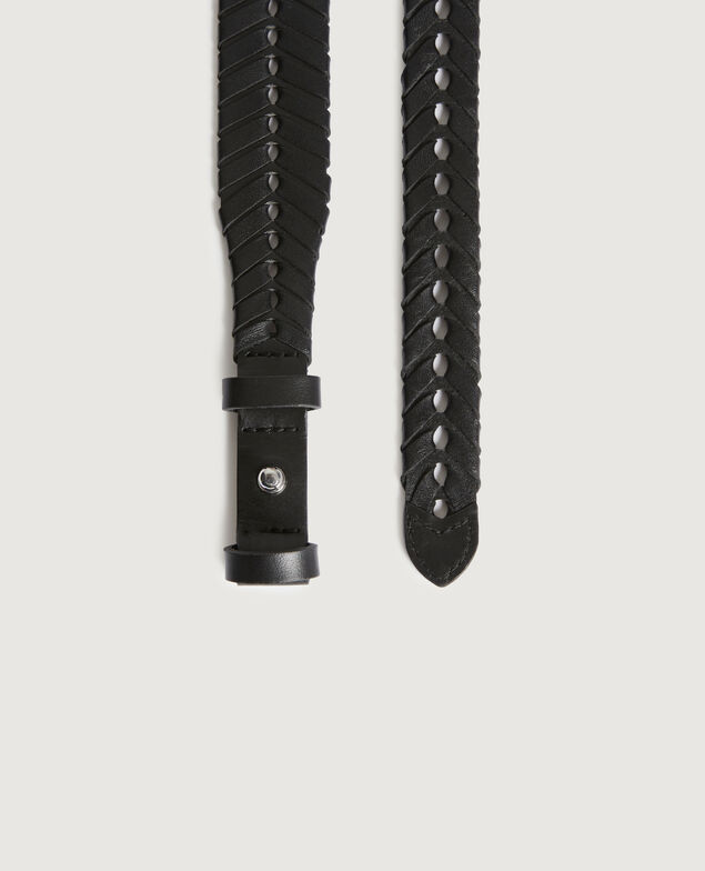 Leather belt H091 black beauty