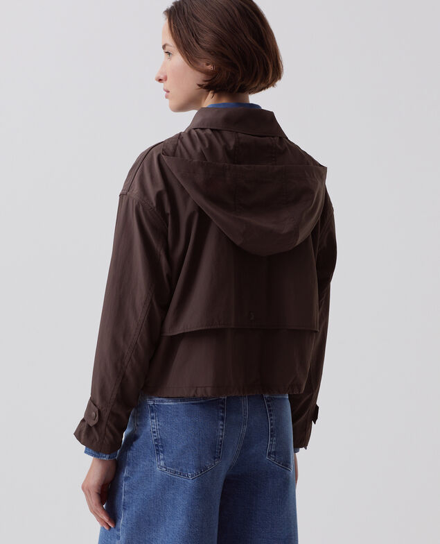 Waterproof hooded jacket J790 chocolate plum