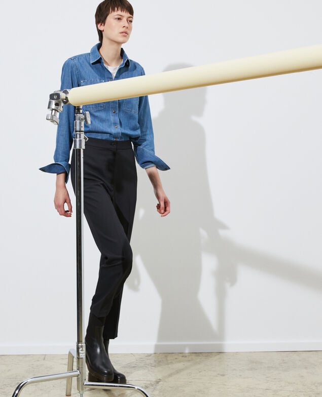 MARGUERITE - Cigarette trousers Black beauty