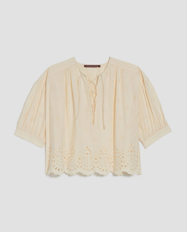 Cotton broderie anglaise blouse I307 ecru