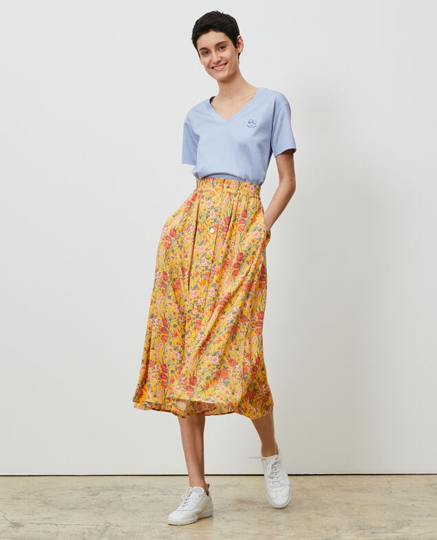 Embroidered cotton t-shirt Blue heron