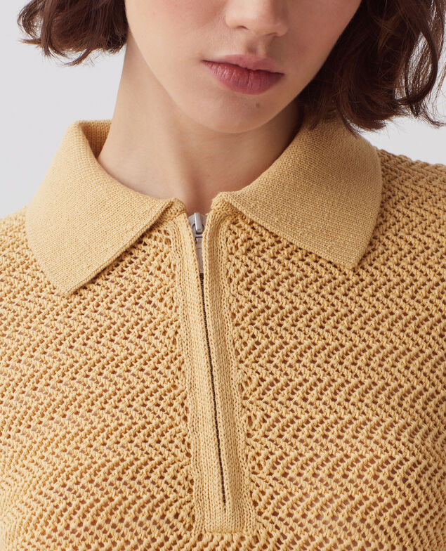 Cotton zip-up polo jumper J420 moonstone