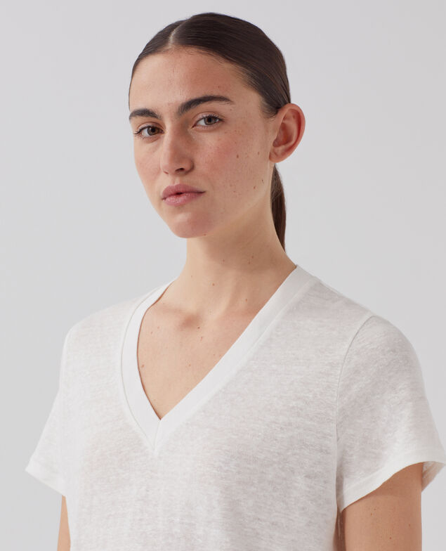 SARAH - Linen V-neck t-shirt U010 off white