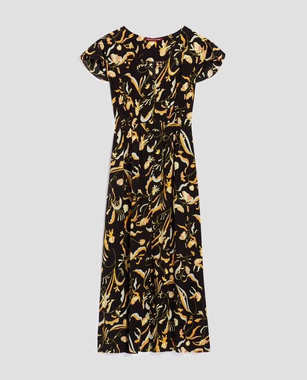 LUDIVINE - Fluid printed dress H094 delicate fl black2