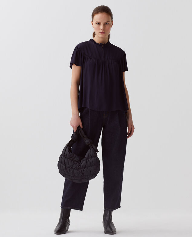 Short-sleeve Fluid blouse H695 night sky