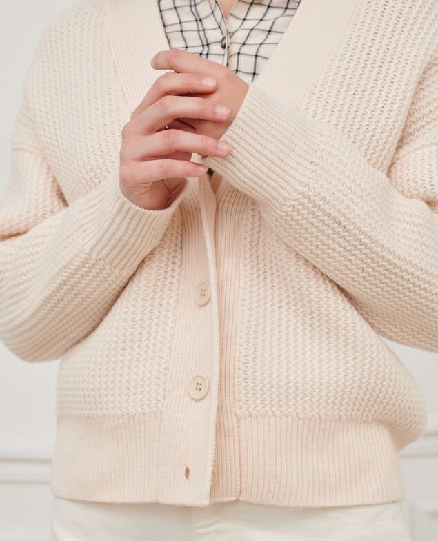 Virgin wool cardigan 8801 01 offwhite