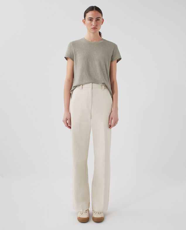 BLANDINE - Straight trousers I010 glass green beige