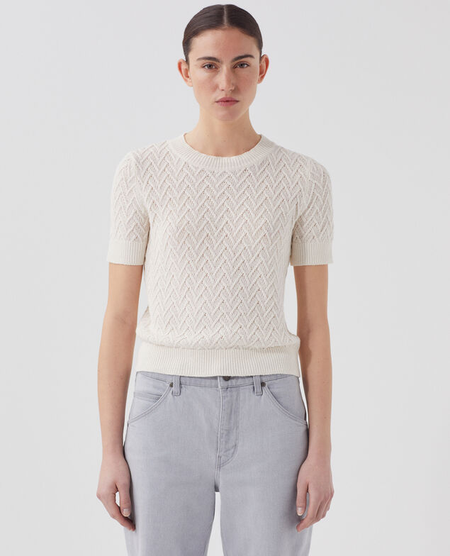Short-sleeve linen jumper H303 white swan