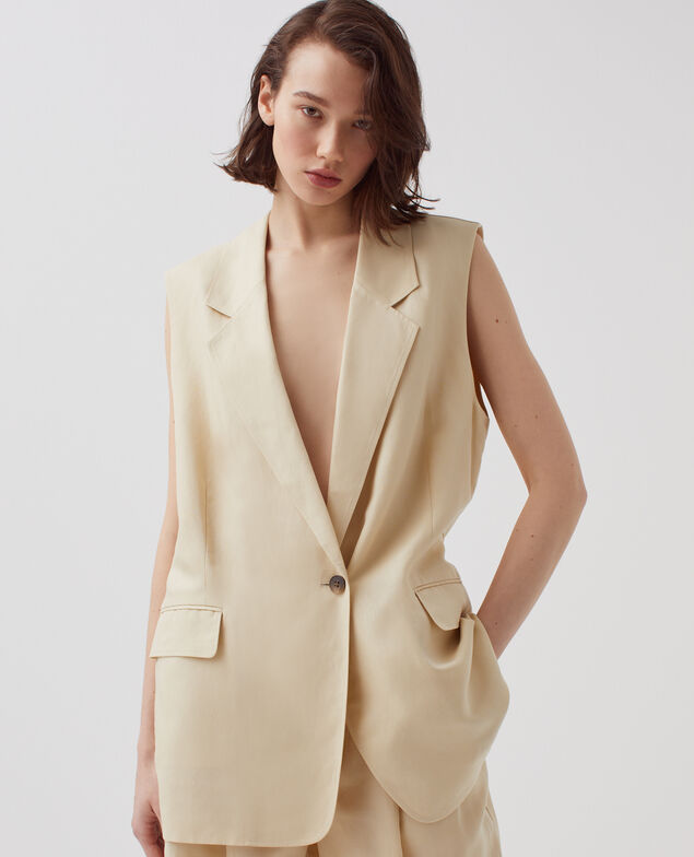 Sleeveless blazer H311 oyester gray