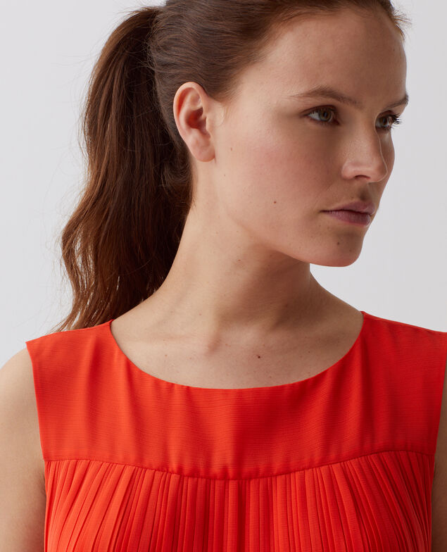 Pleated mini dress I250 cherry tomato