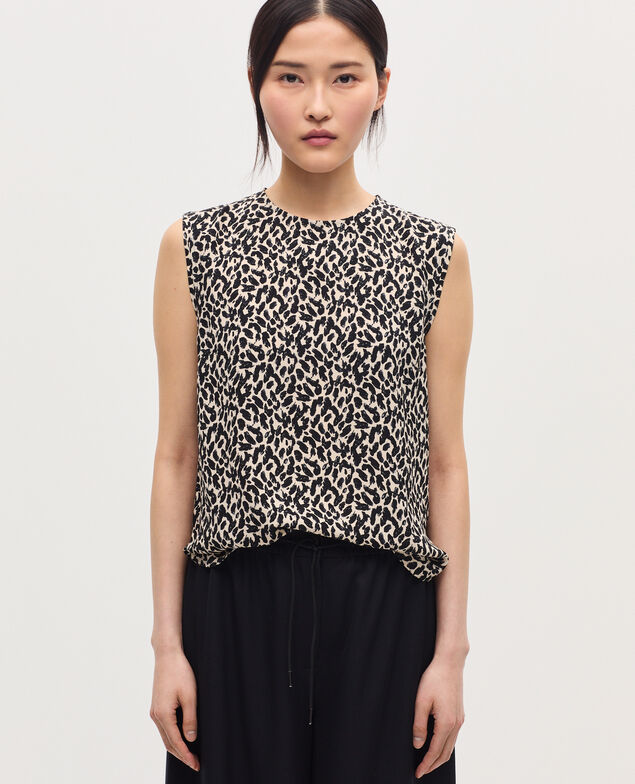 Floaty sleeveless top K010 leo ecru
