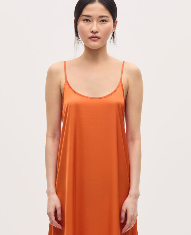 Silky maxi slip dress K240 apricot orange