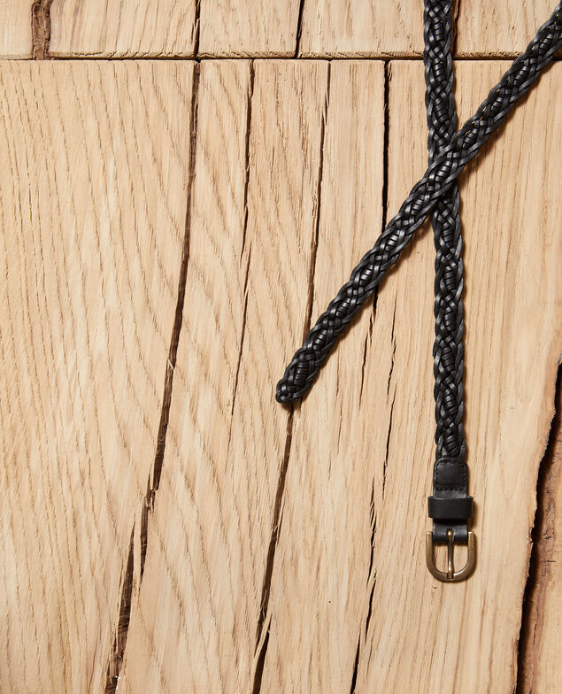 Braided leather belt Black