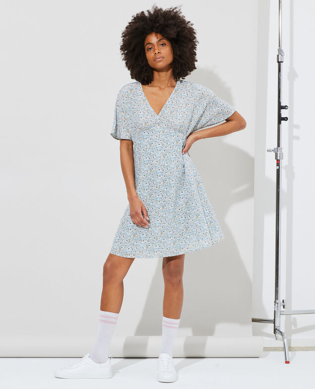 Silk mini dress Art deco blue