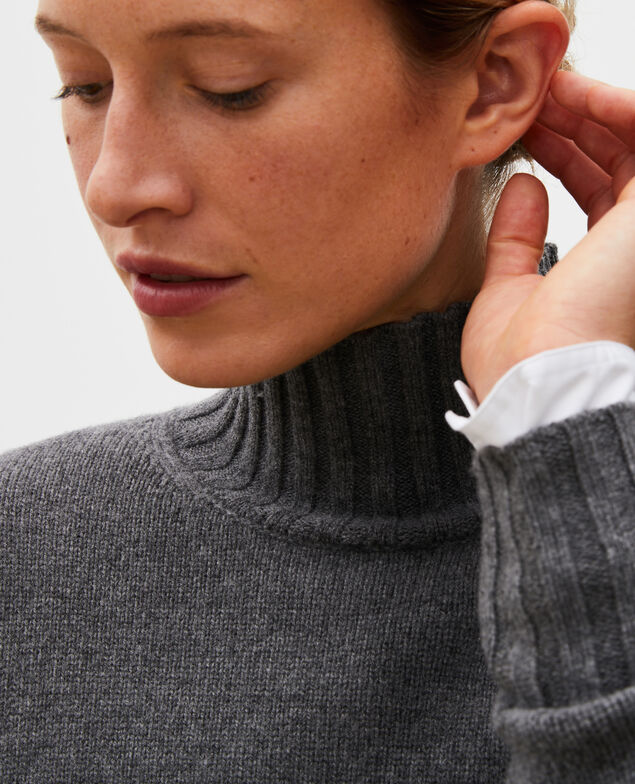 Chunky ribbed turtleneck jumper Medium grey melange