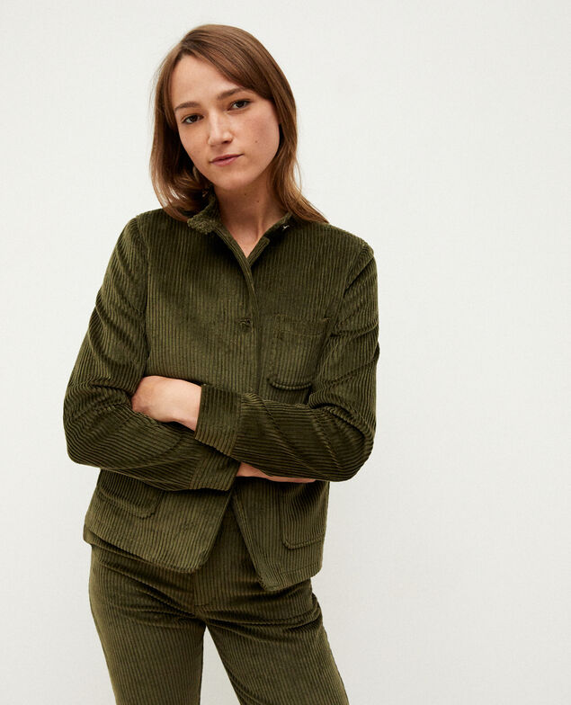 Ribbed corduroy jacket Olive night