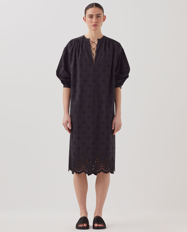 Cotton broderie anglaise midi dress H091 black beauty