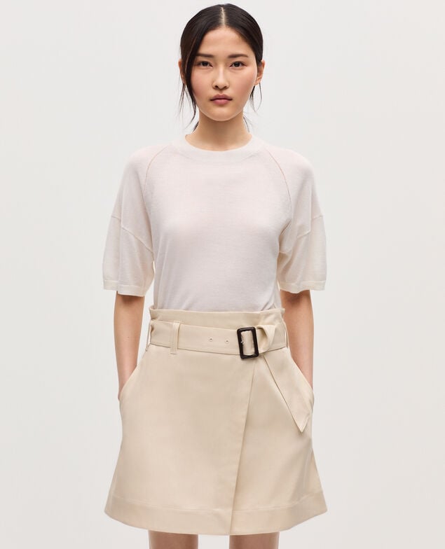 Wrapover mini skirt H013 gardenia