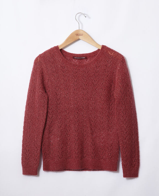 Jumper with mohair and lurex Earth red