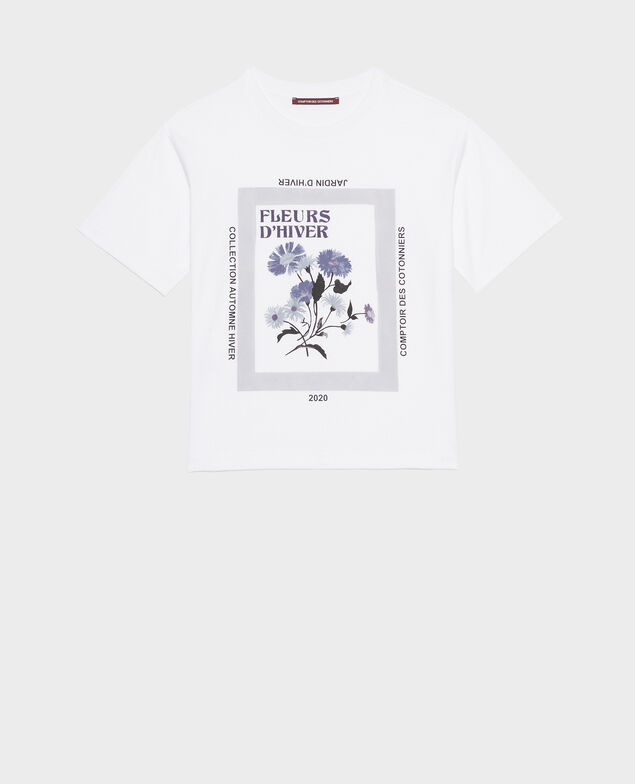 Wide cotton t-shirt Light grey melange