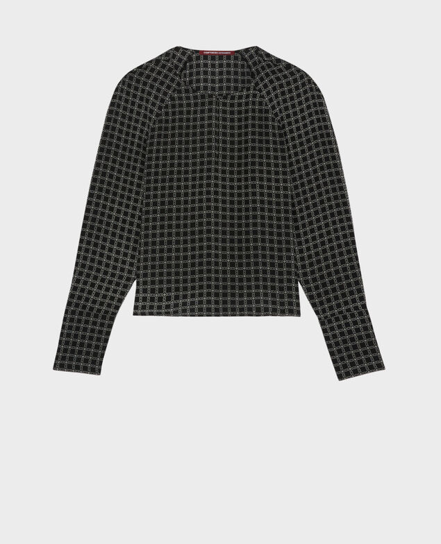Printed silk top 6010c check black