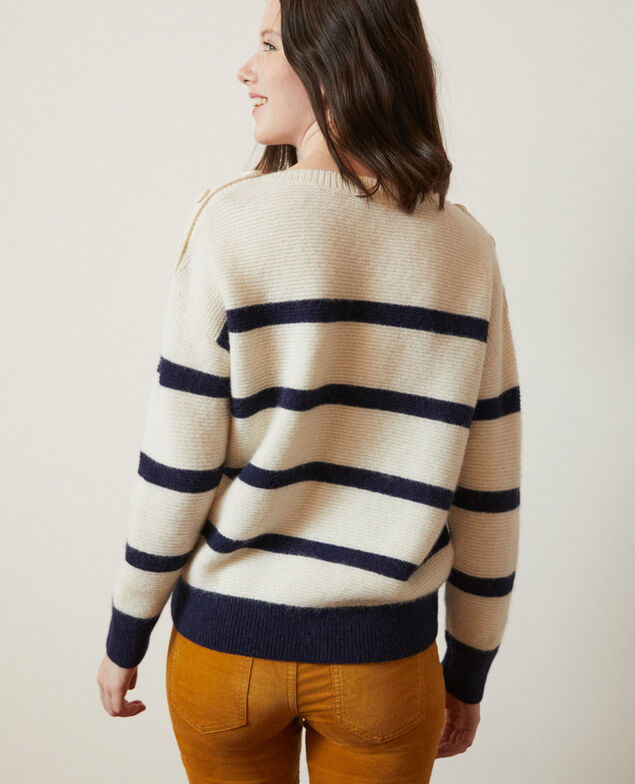 Boat neck jumper Off white/peacoat