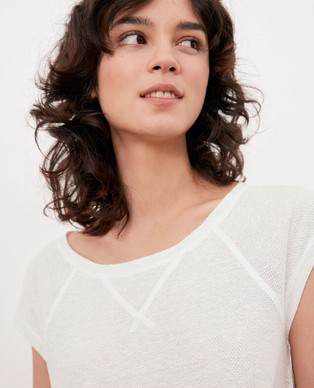 Iridescent T-shirt with linen Off white
