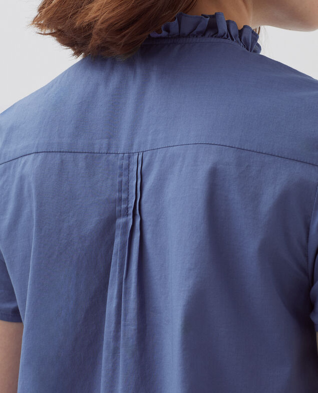 Short-sleeved blouse I640 gray blue