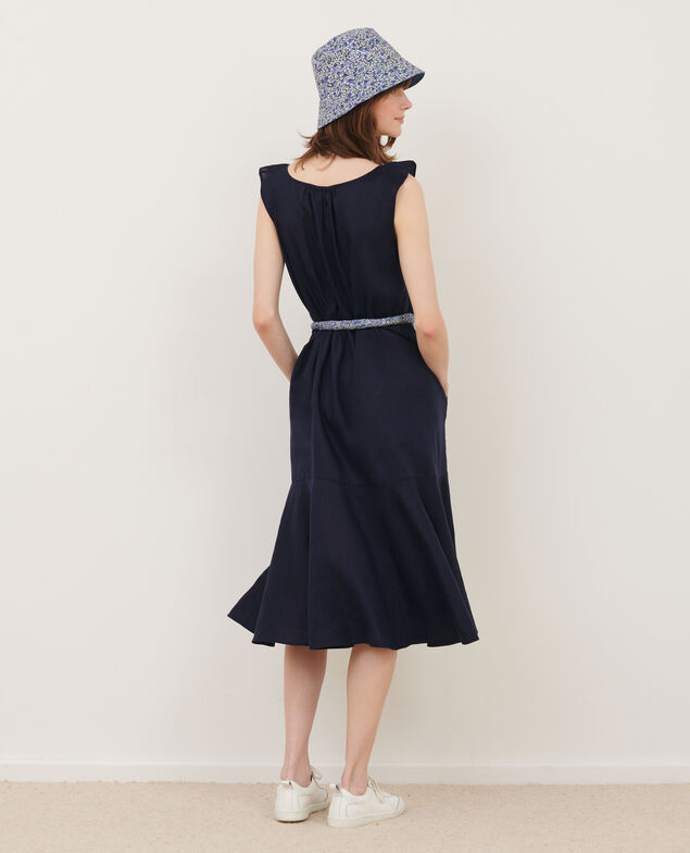 Flared linen dress 68 blue