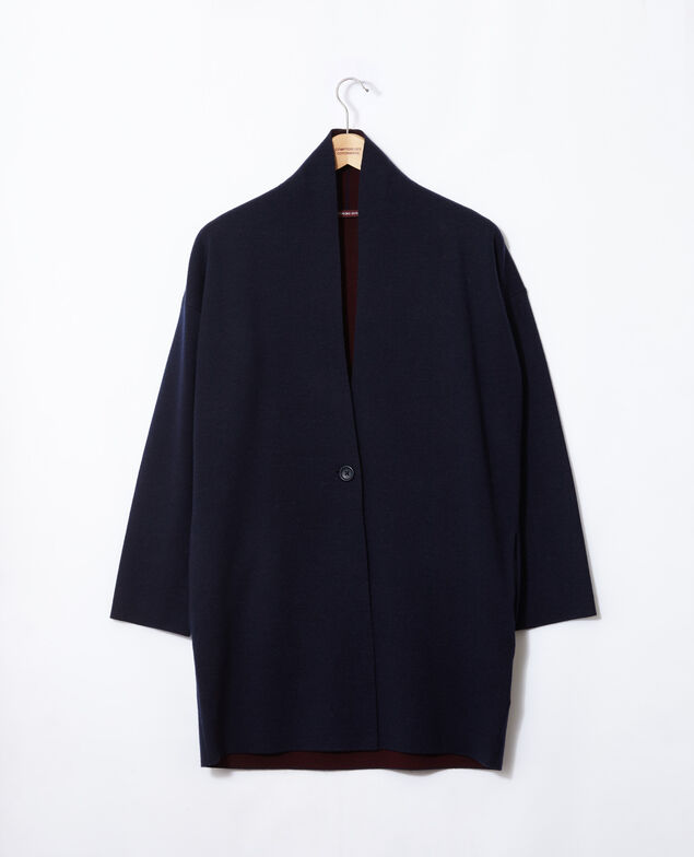 Cardigan with double face wool Blue