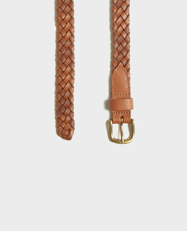 Braided leather belt Camel
