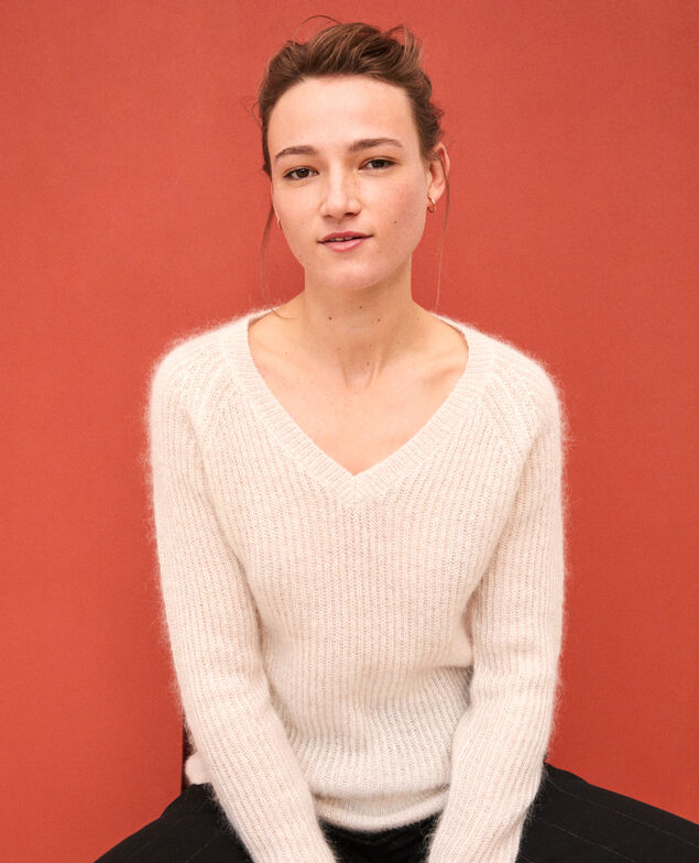 Jumper with mohair and lurex Silver gray/off white/lurex