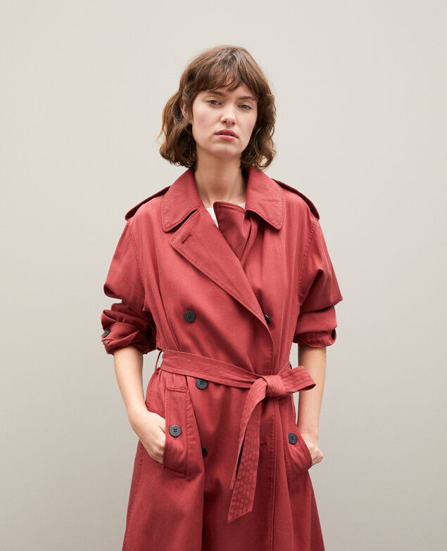 Mid-length trench coat Red
