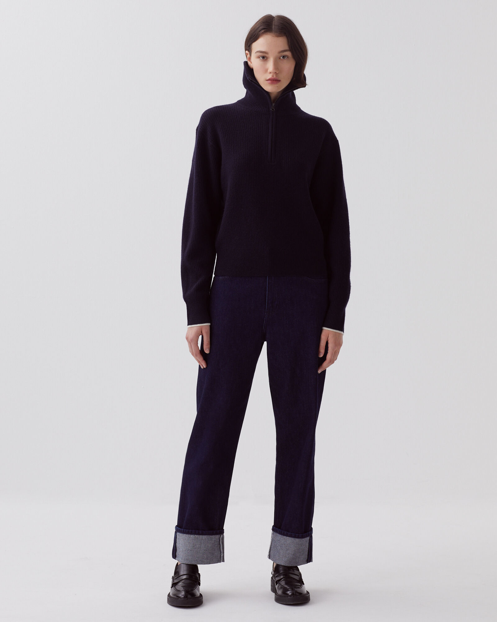 激安通販サイト 人気 navy jumper wool Half-zip - Cotonniers des Comptoir ジャケット・アウター
