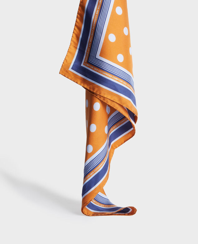 Polka dot square silk foulard Pumpkin spice