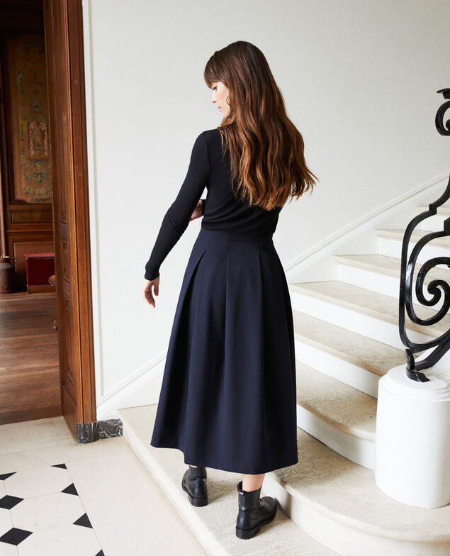 Mid-length skirt Dark navy