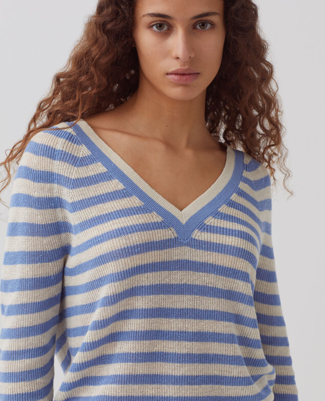 Linen V-neck jumper H601 thin savoie