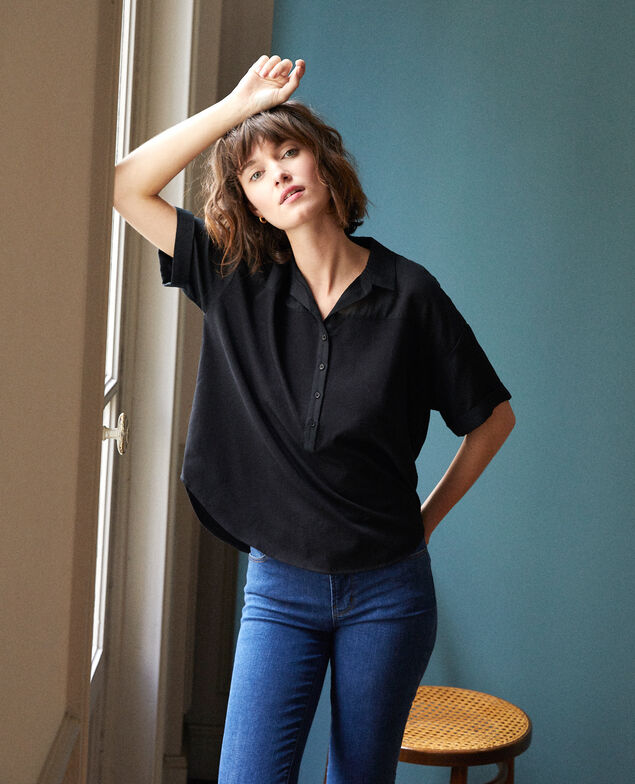 Bimaterial shirt Noir