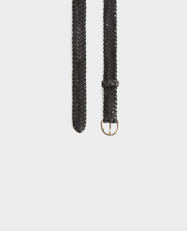 Skinny braided leather belt 8853 09 black