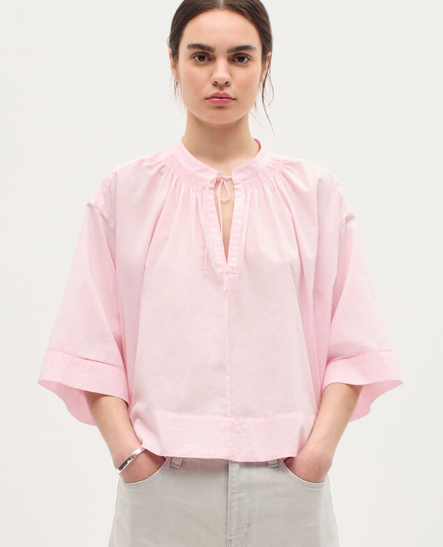 Cotton voile blouse K100 bloom pink