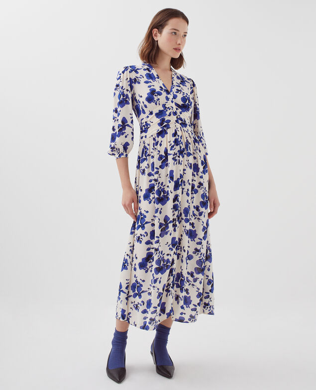 Silky maxi dress I302 floral white