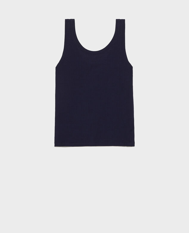 Mercerised cotton ribbed jersey vest Maritime blue