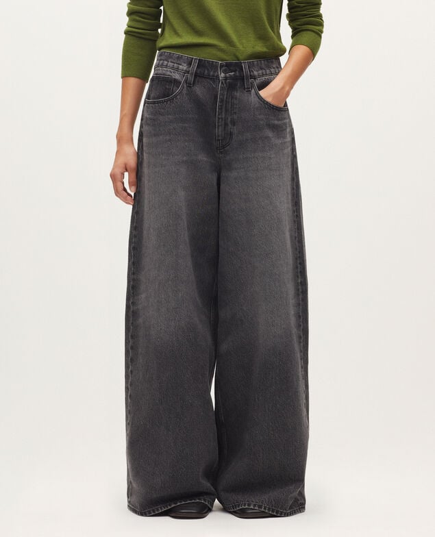 Wide jeans K081 dark gray