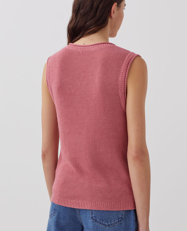 Long linen tank top J130 baroque rose