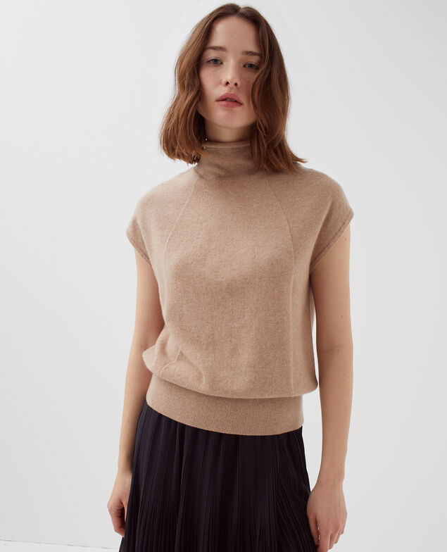 Sleeveless cashmere jumper I320 savannah tan