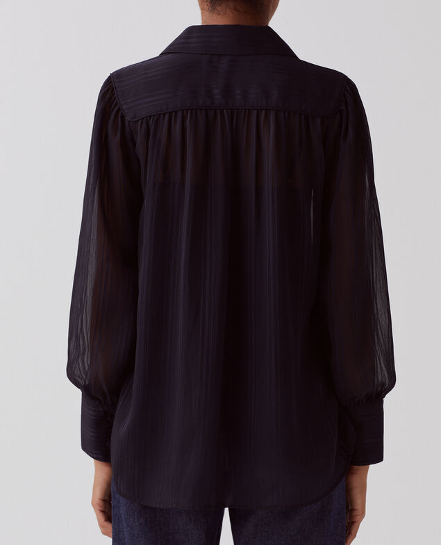 Long-sleeve silky shirt H695 night sky