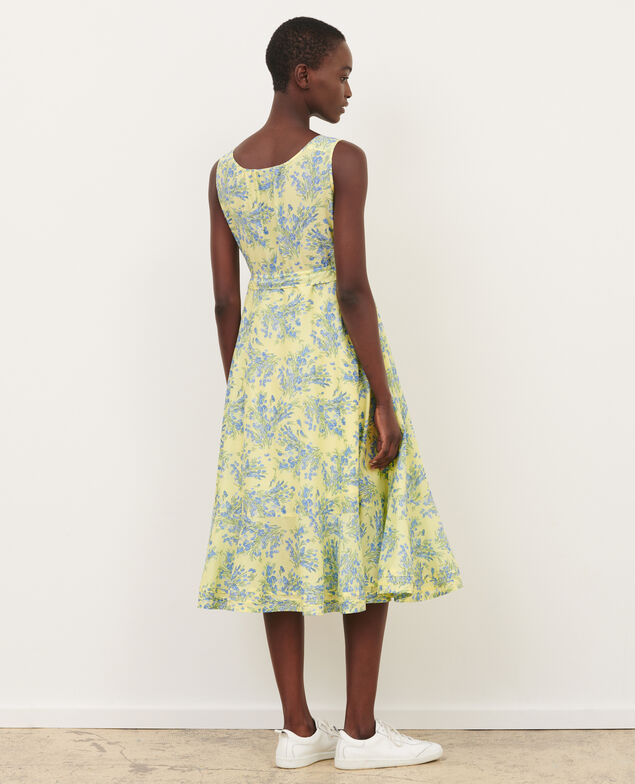 Cotton voile flared dress 93 print yellow