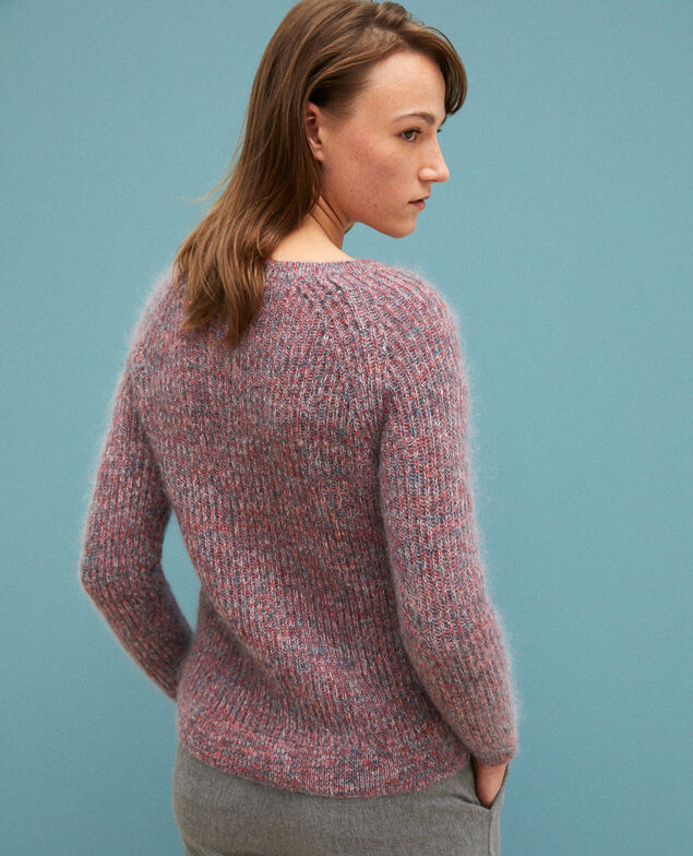 Flecked mohair jumper Pompeian red/ultra green/off white
