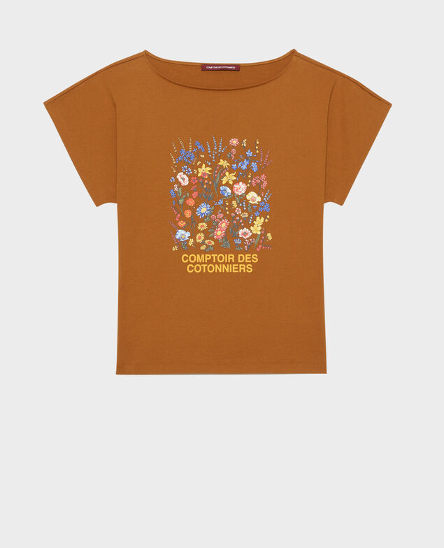 Short-sleeve cotton t-shirt Bronze brown