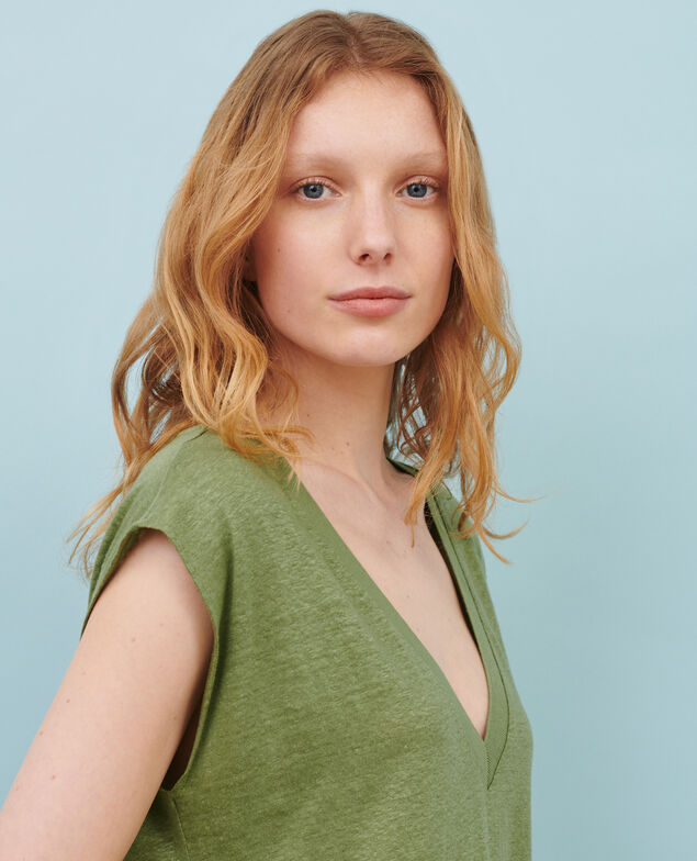 Linen mini dress 52 green